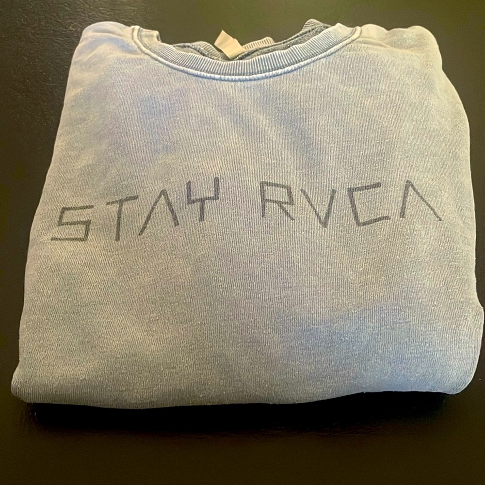 RVCA Sweatshirt Long Sleeve Pullover Crew Neck Faded Blue Jean Color Size L - Picture 4 of 5